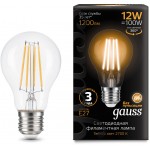 Лампа светодиодная Gauss Filament 102902112 12Вт цок.:E27 груша 185B 2700K св.свеч.бел.теп. грушевидная (упак.:1шт)