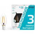 Лампа светодиодная Gauss Basic 1041126T 5.5Вт цок.:E14 свеча 220B 4100K св.свеч.бел.нейт. (упак.:3шт)