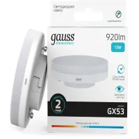 Лампа светодиодная Gauss Elementary 13Вт цок.:GX53 таблетка 220B св.свеч.бел.нейт. Tablet (упак.:10шт) (83823)