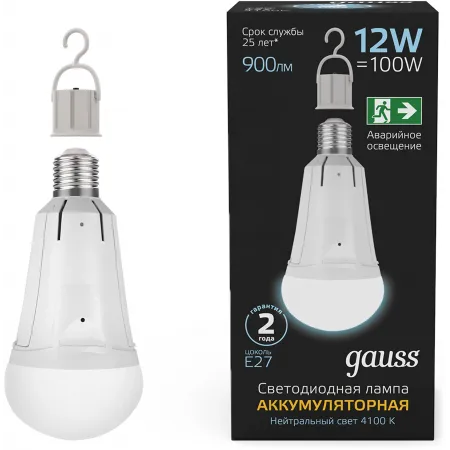 Лампа светодиодная Gauss 102002212 12Вт цок.:E27 груша 220B св.свеч.бел.нейт. (упак.:10шт)