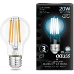 Лампа светодиодная Gauss Filament 102902220 20Вт цок.:E27 груша 220B св.свеч.бел.нейт. (упак.:10шт)