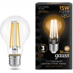 Лампа светодиодная Gauss Filament 102902115 15Вт цок.:E27 груша 220B св.свеч.бел.теп. (упак.:10шт)