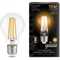 Лампа светодиодная Gauss Filament 102902115 15Вт цок.:E27 груша 220B св.свеч.бел.теп. (упак.:10шт)