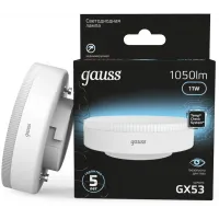 Лампа светодиодная Gauss 108008211 11Вт цок.:GX53 таблетка 150B св.свеч.бел.нейт. GX53 (упак.:10шт)