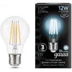 Лампа светодиодная Gauss Filament 102902212 12Вт цок.:E27 груша 185B св.свеч.бел.нейт. грушевидная (упак.:10шт)