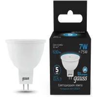 Лампа светодиодная Gauss 101505307 7Вт цок.:GU5.3 рефлек. 220B св.свеч.бел.хол. MR16 (упак.:10шт) Лампа светодиодная Gauss 101505307 7Вт цок.:GU5.3 рефлек. 220B св.свеч.бел.хол. MR16 (упак.:10шт)