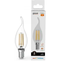 Лампа филам. Gauss Filament 12Вт цок.:E14 свеча 220B св.свеч.бел.теп. (упак.:10шт) (42112)