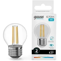 Лампа филам. Gauss Filament 10Вт цок.:E27 шар св.свеч.бел.нейт. (упак.:10шт) (52220) Лампа филам. Gauss Filament 10Вт цок.:E27 шар св.свеч.бел.нейт. (упак.:10шт) (52220)