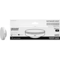 Лампа светодиодная Gauss Elementary 12Вт цок.:GX53 (упак.:10шт) (84822X) Лампа светодиодная Gauss Elementary 12Вт цок.:GX53 (упак.:10шт) (84822X)