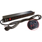 Блок распределения питания Lanmaster TWT-PDU-10A8C3L-3.0 гор.размещ. 8xC13 базовые 10A Schuko 3м