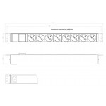 Блок распределения питания Hyperline SHE19-8SH-S-IEC гор.размещ. 8xSchuko базовые 10A C14