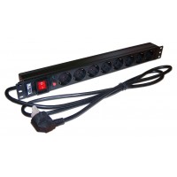 Блок распределения питания Lanmaster TWT-PDU19-16A8P-3.0 гор.размещ. 8xSchuko базовые 16A Schuko 3м