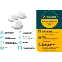 Бесшовный Mesh роутер TP-Link Deco M9 Plus (DECO M9 PLUS(3-PACK)) AC2200 10/100/1000BASE-TX белый (упак.:3шт)