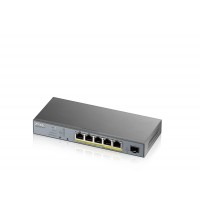 Коммутатор Zyxel GS1350-6HP-EU0101F (L2) 5x1Гбит/с 1SFP 4PoE+ 1PoE++ 60W управляемый