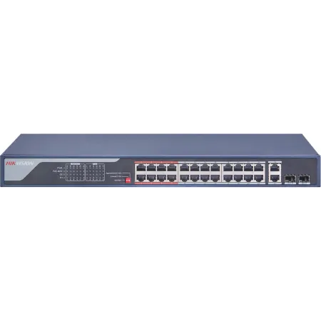 Коммутатор Hikvision DS-3E0326P-E(C) (L2) 24x1Гбит/с 2xКомбо(1000BASE-T/SFP) 2SFP 24PoE 370W неуправляемый