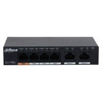 Коммутатор Dahua DH-PFS3006-4GT-60 (L2) 4x100Мбит/с 3PoE+ 1PoE++ 60W неуправляемый