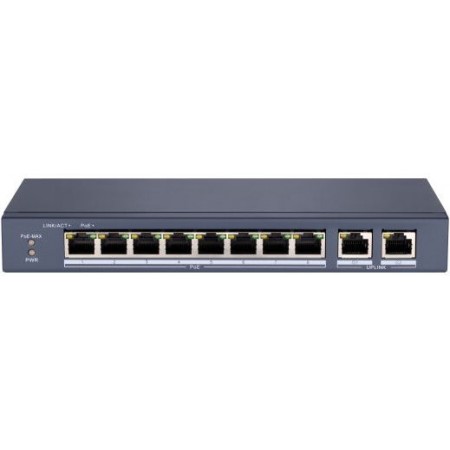 Коммутатор HiWatch DS-S1008P 8x100Мбит/с 2x1Гбит/с 8PoE+ 60W неуправляемый