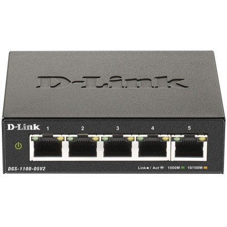 Коммутатор D-Link DGS-1100-05V2/A1A (L2) 5x1Гбит/с настраиваемый