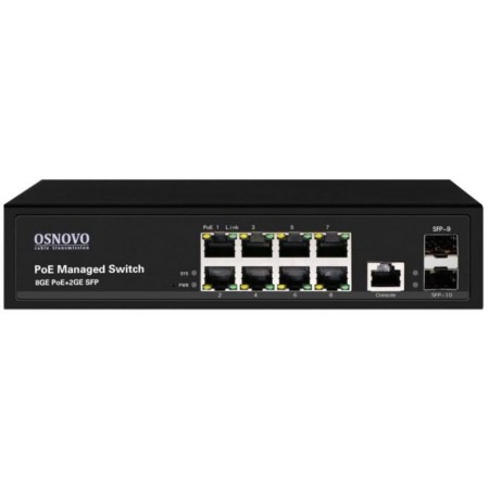 Коммутатор Osnovo SW-80802/L(150W) (L2) 8x1Гбит/с 2SFP 8PoE+ 150W управляемый