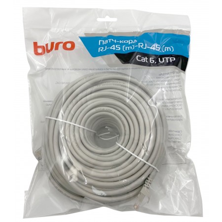 Патч-корд Buro UTP-6-30M-G UTP 4 пары cat.6 CCA molded 30м серый RJ-45 (m)-RJ-45 (m)