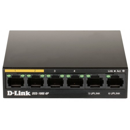 Коммутатор D-Link DSS-100E-6P/A1A 6x100Мбит/с 4PoE+ 55W неуправляемый