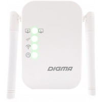 Повторитель беспроводного сигнала Digma D-WR310 N300 10/100BASE-TX/Wi-Fi белый