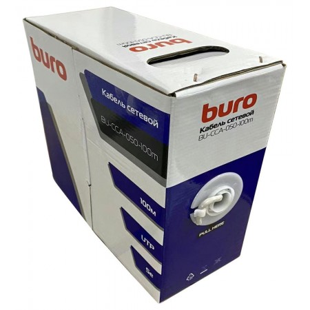 Кабель сетевой Buro BU-CCA-050-100m UTP 4 пары cat.5E solid 0.50мм CCA 100м серый