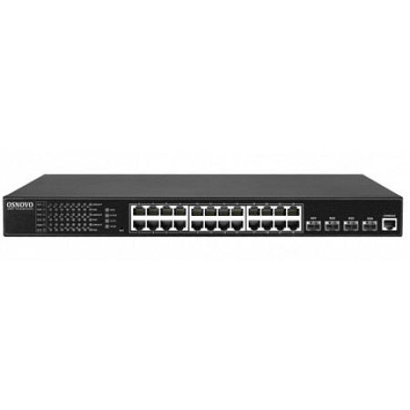 Коммутатор Osnovo SW-24G4X-1L (L3) 28x1Гбит/с 4SFP+ 24PoE 400W управляемый