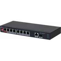 Коммутатор Dahua DH-PFS3110-8ET1GT1GF-96 (L2) 8x100Мбит/с 1x1Гбит/с 8PoE 96W неуправляемый
