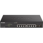 Коммутатор D-Link DGS-1100-10MPV2/A3A (L2) 8x1Гбит/с 2xКомбо(1000BASE-T/SFP) 2SFP 8PoE 130W управляемый