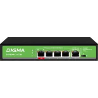 Коммутатор Digma DSP204G-1G-T80 (L2) 5x1Гбит/с 4PoE 4PoE+ 1PoE++ 80W неуправляемый