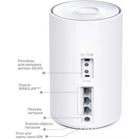 Бесшовный Mesh роутер TP-Link Deco X20-4G(1-pack) AX1800 10/100/1000BASE-TX/3G/4G/4G+