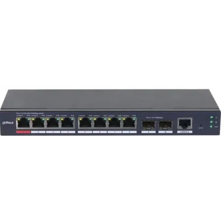 Коммутатор Dahua DH-S4210-8GT-110 (L2) 10x1Гбит/с 2SFP 8PoE 110W управляемый