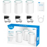 Бесшовный Mesh роутер Cudy M1300(3-Pack) AC1200 10/100/1000BASE-TX белый (упак.:3шт)