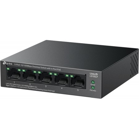 Коммутатор TP-Link LS105LP (L2) 5x100Мбит/с 4PoE 41W неуправляемый