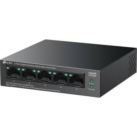 Коммутатор TP-Link LS105GP (L2) 5x1Гбит/с 4PoE 65W неуправляемый