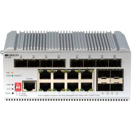 Коммутатор Origo OI3120P/185W OI3120P/185W/A1A (L2) 8x1Гбит/с 12SFP 8PoE+ 185W управляемый