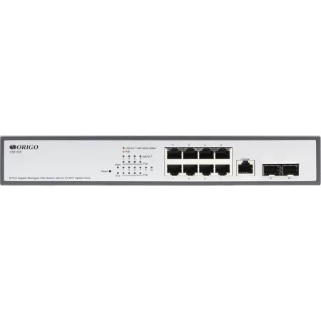 Коммутатор Origo OS3110P OS3110P/135W/A1A (L2) 8x1Гбит/с 2xКомбо(1000BASE-T/SFP) 2SFP 8PoE 8PoE+ 135W управляемый