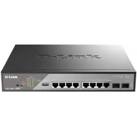 Коммутатор D-Link DSS-200G-10MPP/A1A (L2) 8x1Гбит/с 2SFP 8PoE++ 242W настраиваемый