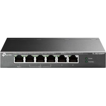 Коммутатор TP-Link TL-SG1006PP (L2) 6x1Гбит/с 3PoE+ 1PoE++ 64W неуправляемый