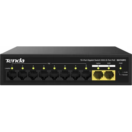 Коммутатор Tenda SG110PC (L2) 10x1Гбит/с 8PoE 95W неуправляемый