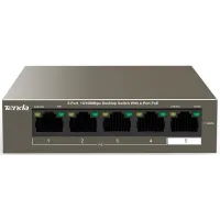 Коммутатор Tenda TEF1105P-4-63W (L2) 5x100Мбит/с 4PoE 58W неуправляемый