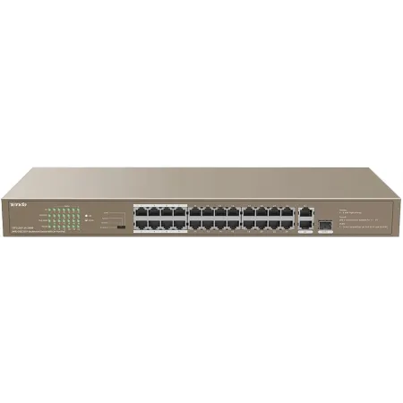 Коммутатор Tenda TEF1126P-24-250W (L2) 24x100Мбит/с 2x1Гбит/с 1SFP 24PoE 230W неуправляемый