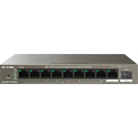 Коммутатор IP-Com G2210P-8-102W (L2) 9x1Гбит/с 1xКомбо(1000BASE-T/SFP) 1SFP 8PoE 92W неуправляемый