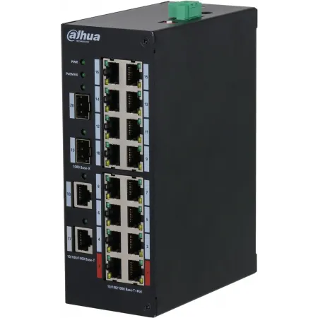 Коммутатор Dahua DH-HS3220-16GT-190 (L2) 18x1Гбит/с 4xКомбо(1000BASE-T/SFP) 2SFP 16PoE+ 190W неуправляемый
