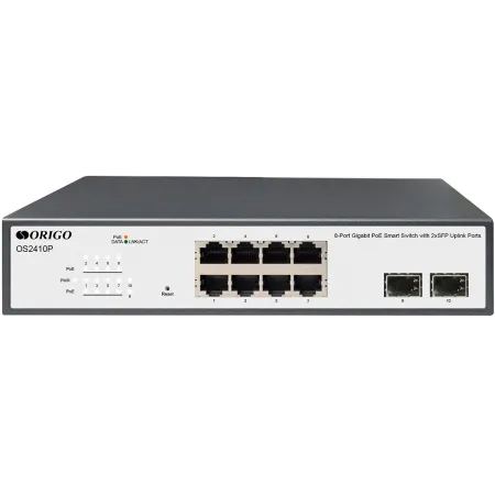 Коммутатор Origo OS2410P/120W OS2410P/120W/A1A (L2) 8x1Гбит/с 2SFP 120W настраиваемый