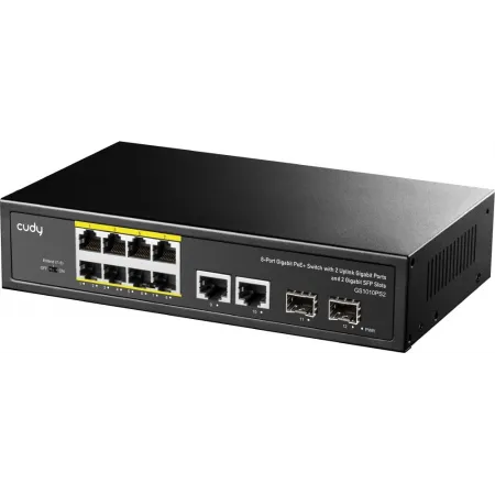 Коммутатор Cudy GS1010PS2 (L2) 10x1Гбит/с 2xКомбо(1000BASE-T/SFP) 2SFP 8PoE 120W неуправляемый