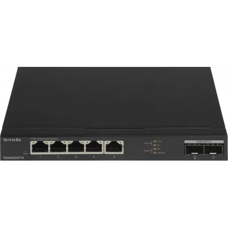 Коммутатор Tenda TEM2007X (L2) 5x2.5Гбит/с 2SFP+ неуправляемый