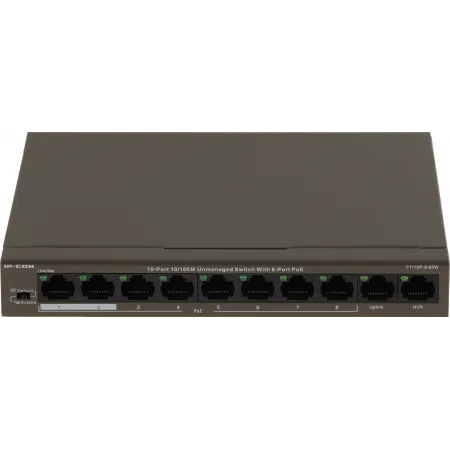 Коммутатор IP-Com F1110P-8-63W (L2) 10x100Мбит/с 8PoE 58W неуправляемый