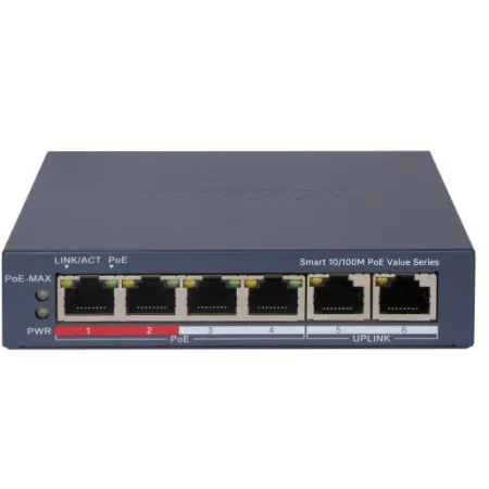 Коммутатор Hikvision DS-3E1106P-EI/M (L2) 6x100Мбит/с 4PoE 45W управляемый